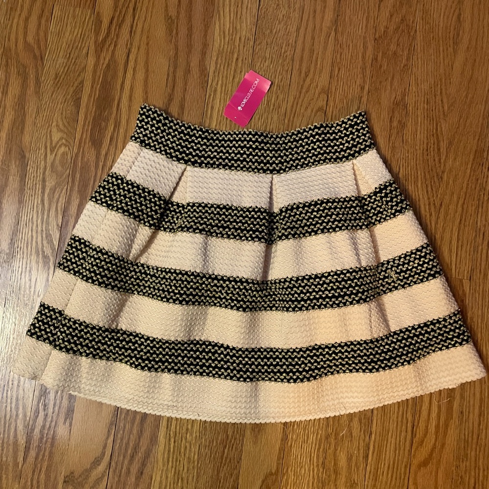 Black Pink and Gold striped mini skirt